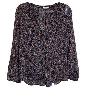 J. Crew Mercantile Floral Button Up Blouse chiffon type fabric-M